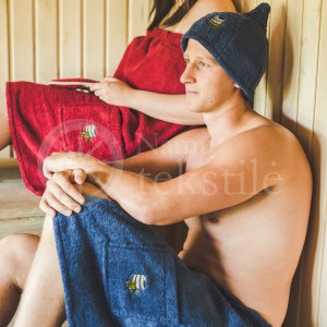 Cotton men's sauna apron ,, Dark Blue"